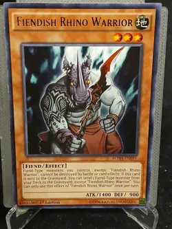 Yu-Gi-Oh! Fiendish Rhino Warrior BOSH-EN091 SR MP - Image 1