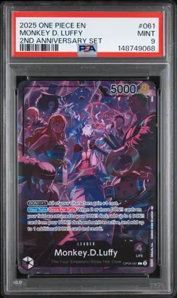 2025 ONE PIECE ENGLISH VERSION 2ND ANV SET #061 MONKEY D. LUFFY PSA 9 - Image 1