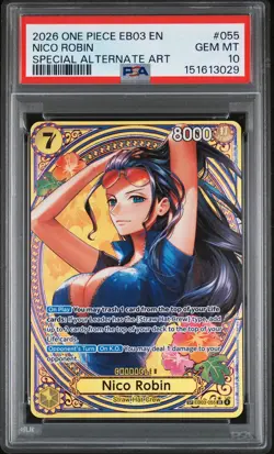 2026 ONE PIECE EB03-EXTRA BOOSTER -ONE PIECE HEROINES ED- #055 NICO ROBIN PSA 10 - Image 1
