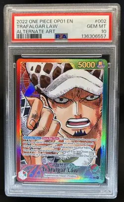 2022 One Piece Romance Dawn Trafalgar Law Alt Art Pre-Errata #OP01-002 PSA 10 - Image 1