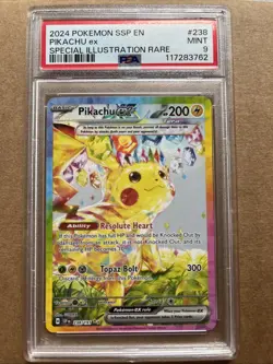 2024 Pokemon SSP EN PIKACHU ex SPECIAL ILLUSTRATION RARE 238/191 PSA9 - Image 1