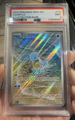 2023 Pokemon TCG Squirtle #170/165 Illustration Rare, PSA 9 with Promos & Extras - Image 1