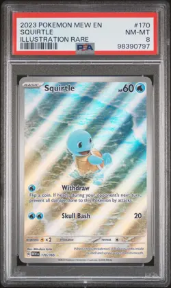 PSA 8 2023 ENGLISH Pokemon Squirtle 170/165 Sv: Scarlet & Violet 151 Holo NM - Image 1