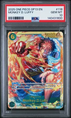 2025 One Piece OP13 En Monkey D Luffy #118 PSA 10 Gem Mint - Image 1