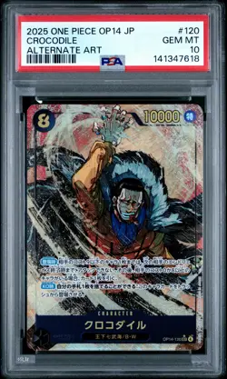 2025 ONE PIECE JPN OP14-THE AZURE SEA'S SEVEN ALTERNATE ART CROCODILE PSA 10 - Image 1