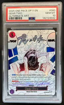 2025 One Piece Gear Two Rare Alt Art Alternative #OP11-080 PSA 10 GEM MINT - Image 1