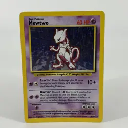 1999 Pokemon Mewtwo 10/102 Base Set Holo Rare Vintage WOTC Card Free Shipping - Image 1