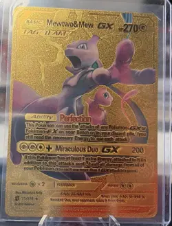 Pokemon Mewtwo & Mew GX Tag Team Gold Foil TCG Fan Art Card #71/236 - Image 1