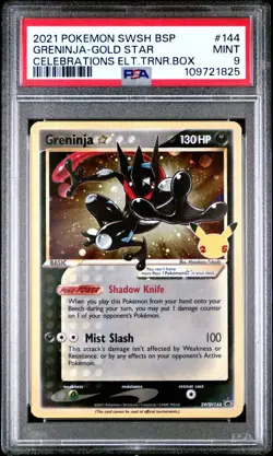 Pokemon TCG Greninja SWSH144 2021 Celebrations ETB Black Star Promo Card - PSA 9 - Image 1