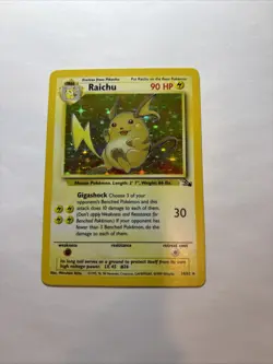 Pokemon TCG Raichu Fossil Holo Rare Card 14/62 Vintage 1999 - Image 1