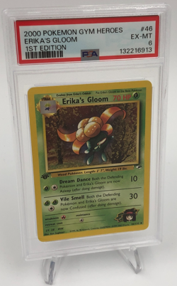 2000 POKEMON GYM HEROES Card ERIKA'S GLOOM #46/132 1ST EDITION graded slab PSA 6 - Image 1