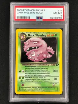 Pokemon 2000 Dark Weezing Holo + Swirl! 14/82 PSA 8 - Image 1