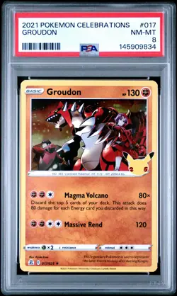 2021 POKEMON CELEBRATIONS #017 GROUDON PSA 8 - Image 1