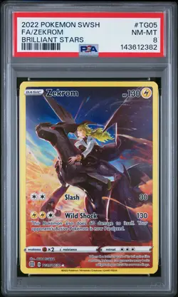 2022 POKEMON SWORD & SHIELD BRILLIANT STARS #TG05 FULL ART/ZEKROM PSA 8 - Image 1