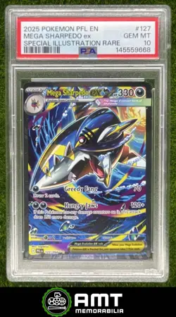 Mega Sharpedo ex PSA 10 2025 Pokemon Phantasmal Flames Illustration Rare 9668 - Image 1