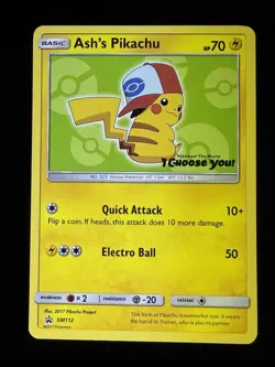 Pokemon TCG Ash's Pikachu SM112 Black Star Promo Regular - Image 1