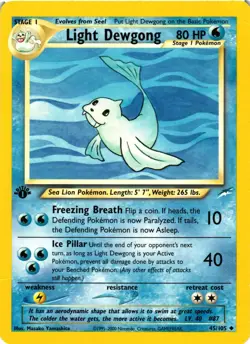Pokemon TCG Light Dewgong 45/105 1st Edition Neo Destiny MP/HP - Image 1