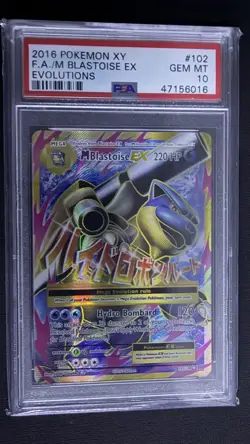 2016 POKEMON XY EVOLUTIONS #102 FULL ART/M BLASTOISE EX PSA 10 - Image 1