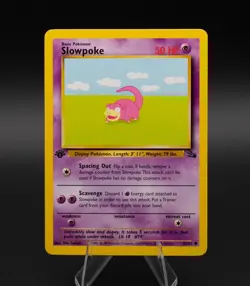 Slowpoke Pokemon Card 1st Edition Fossil Set 55/62 Common TCG 1999 WOTC - Image 1