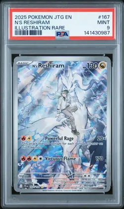 2025 POKEMON JTG EN-JOURNEY TOGETHER ILLUSTRATION RARE #167 N'S RESHIRAM PSA 9 - Image 1
