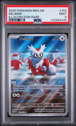 2025 POKEMON MEG EN-MEGA EVOLUTION ILLUSTRATION RARE #152 DELIBIRD PSA 9 - Image 1