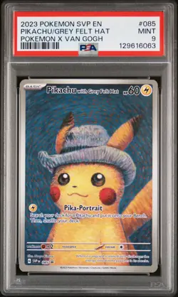 2023 POKEMON SVP POKEMON X VAN GOGH PIKACHU WITH GREY FELT HAT PSA 9 - Image 1