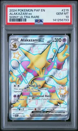 2024 POKEMON PAF EN-PALDEAN FATES SHINY ULTRA RARE #215 ALAKAZAM EX PSA 10 - Image 1