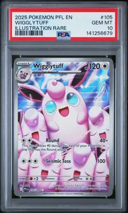 2025 POKEMON PFL EN-PHANTASMAL FLAMES ILLUSTRATION RARE #105 WIGGLYTUFF PSA 10 - Image 1