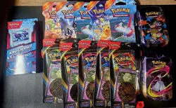 Sealed Pokemon Lot Surging Sleeve Packs Phantasmal Blister Knockout Box Mini Tin - Image 1