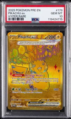 2025 POKEMON PRE EN-PRISMATIC EVOLUTIONS HYPER RARE #179 PIKACHU EX PSA 10 - Image 1