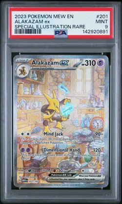 2023 POKEMON MEW EN-151 SPECIAL ILLUSTRATION RARE #201 ALAKAZAM EX PSA 9 - Image 1