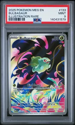 2025 Pokemon Mega MEG En Bulbasaur Illustration Rare #133 PSA 9 Mint - Image 1