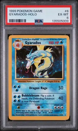 1999 POKEMON BASE SET UNLIMITED #6 GYARADOS-HOLO PSA 6 - Image 1