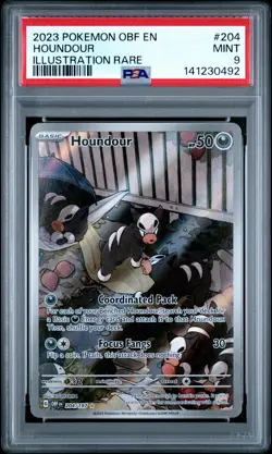 2023 POKEMON OBF EN-OBSIDIAN FLAMES ILLUSTRATION RARE #204 HOUNDOUR PSA 9 - Image 1