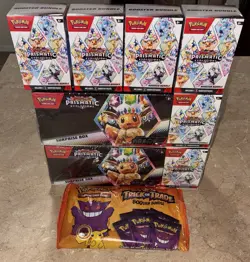Pokemon Prismatic Evolutions SEALED Lot 4BB +2 Sams 2 Pack+ 2022 Trick or Trade - Image 1