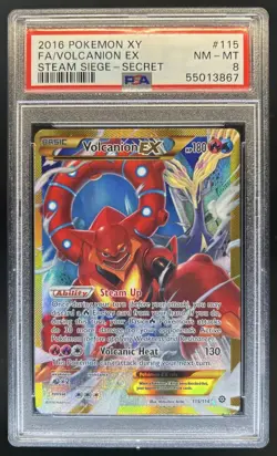 2016 Pokemon XY Steam Siege Volcanion #115/114 PSA 8 - Image 1