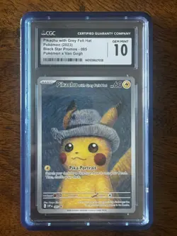 2023 POKEMON X VAN GOGH #085 PIKACHU WITH GREY FELT HAT CGC 10 - Image 1