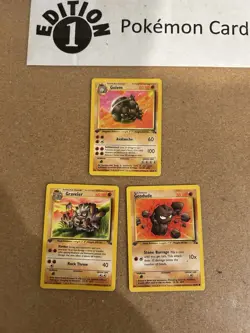 Golem + Graveler + Geodude 1st Edition Pokemon Card Lot Vintage WOTC - Image 1