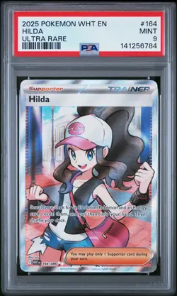 2025 POKEMON WHT EN-WHITE FLARE ULTRA RARE #164 HILDA PSA 9 - Image 1