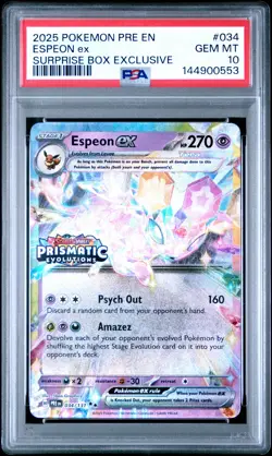 2025 POKEMON PRE EN-PRISMATIC EVOLUTIONS SURPRISE BOX EXCLUSIVE ESPEON EX PSA 10 - Image 1