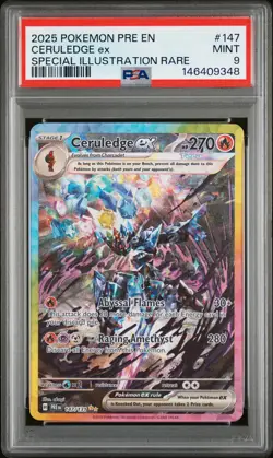 2025 POKEMON PRISMATIC EVOLUTIONS SPECIAL ILLUSTRATION RARE CERULEDGE EX PSA 9 - Image 1