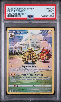 2023 POKEMON SWORD & SHIELD CROWN ZENITH #GG08 FULL ART/ELECTIVIRE PSA 9 - Image 1