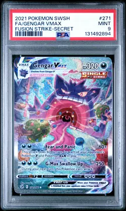 2021 POKEMON SWORD & SHIELD FUSION STRIKE SECRET #271 FULL ART/GENGAR VMAX PSA 9 - Image 1