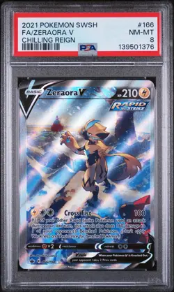 2021 POKEMON SWORD & SHIELD CHILLING REIGN #166 FULL ART/ZERAORA V PSA 8 - Image 1