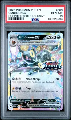 2025 POKEMON PRISMATIC EVOLUTIONS SURPRISE BOX EXCLUSIVE UMBREON EX PSA 10 - Image 1
