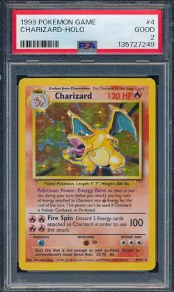1999 Pokemon Game 4 Charizard Holo PSA 2 Good - 135727249 - Image 1