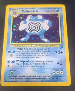 Pokemon Poliwrath Holo Rare Base Set 2 015/130 90 HP English 1999 - Image 1