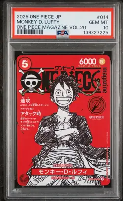 2025 ONE PIECE JAPANESE PROMOS MAGAZINE VOL.20 #014 MONKEY D. LUFFY PSA 10 - Image 1