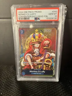 2024 One Piece EN Convention Exclusive Foil #043 Monkey D. Luffy PSA 10 GEM MINT - Image 1