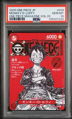2025 ONE PIECE JAPANESE PROMOS MAGAZINE VOL.20 #014 MONKEY D. LUFFY PSA 10 - Image 1